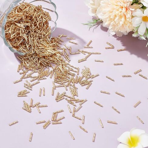 1000pcs ملتوية حبات البوق 12 مم حبات أنبوب الذهب من الزجاج بذرة الفواصل حبات صغيرة الحرف اليدوية لقلن سوار DIY حشن صنع المجوهرات: 0.5 ملم in Kuwait