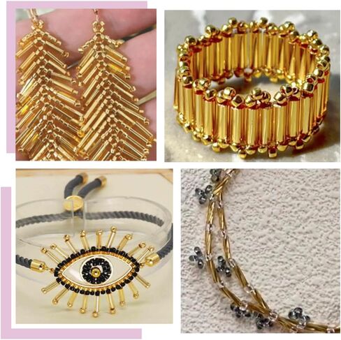 1000pcs ملتوية حبات البوق 12 مم حبات أنبوب الذهب من الزجاج بذرة الفواصل حبات صغيرة الحرف اليدوية لقلن سوار DIY حشن صنع المجوهرات: 0.5 ملم in Kuwait