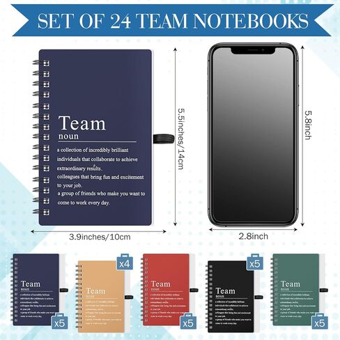 FullHawl 24 PCS Team Gift Bulk للموظف A6 Notebook Notebook Journal Notepad Bulk Gulk Higds for Nurse Teacher Coworker ، 100 صفحة/50 ورقة (لون أسود) in Kuwait
