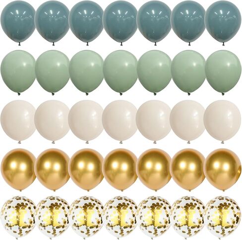 البالون الأزرق الأزرق الحكيم الأخضر ، 60pcs الباستيل زيتون أخضر ألواح زرقاء البيج البيج الأبيض الرمال البيضاء مع البالون اللاتكس الذهبي المعدني لبوهو زفاف زفاف دش الزفاف الحفل in Kuwait