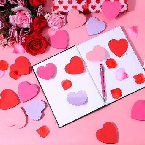 1200 Sheets Heart Shape Sticky Notes Pads Red Pink Purple 12 Pads Colorful Heart Sticky Notes for Valentines Day School Office Home Party Girls Women (Red+Rose Red+Pink+Purple) in Kuwait
