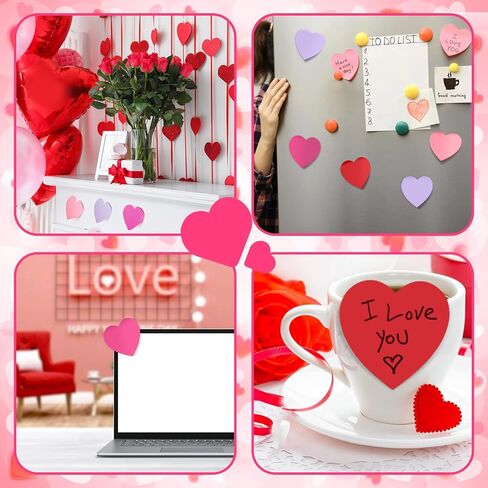 1200 Sheets Heart Shape Sticky Notes Pads Red Pink Purple 12 Pads Colorful Heart Sticky Notes for Valentines Day School Office Home Party Girls Women (Red+Rose Red+Pink+Purple) in Kuwait