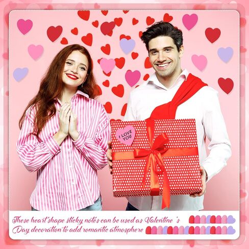1200 Sheets Heart Shape Sticky Notes Pads Red Pink Purple 12 Pads Colorful Heart Sticky Notes for Valentines Day School Office Home Party Girls Women (Red+Rose Red+Pink+Purple) in Kuwait