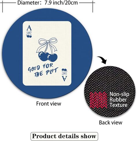 Pink Preppy Mouse Pad, Lucky Girl Poker Inspirational Mouse Pad, Girly Mouse Pad, Pink Office Desk Accessories, Small Round Mouse Pads for Desk, 7.9x7.9 Inches Ty-047 in Saudi Arabia