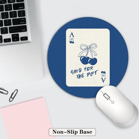 Pink Preppy Mouse Pad, Lucky Girl Poker Inspirational Mouse Pad, Girly Mouse Pad, Pink Office Desk Accessories, Small Round Mouse Pads for Desk, 7.9x7.9 Inches Ty-047 in Saudi Arabia