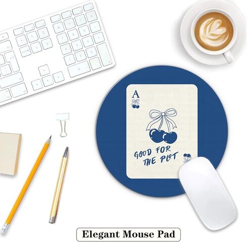 Pink Preppy Mouse Pad, Lucky Girl Poker Inspirational Mouse Pad, Girly Mouse Pad, Pink Office Desk Accessories, Small Round Mouse Pads for Desk, 7.9x7.9 Inches Ty-047 in Saudi Arabia