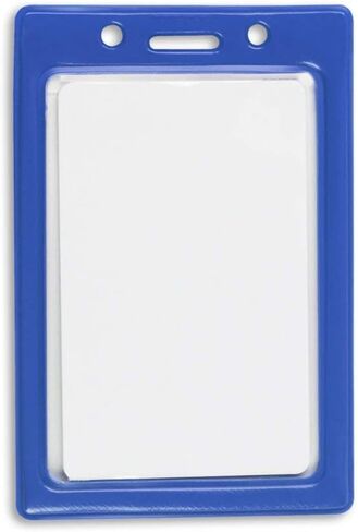 Vertical Color Frame Badge Holder, Pre-Punched Credit Card Size ID Card Holder, Use with Lanyards, Chains, or Badge Clips - Royal Blue (50 Pack) in Saudi Arabia
