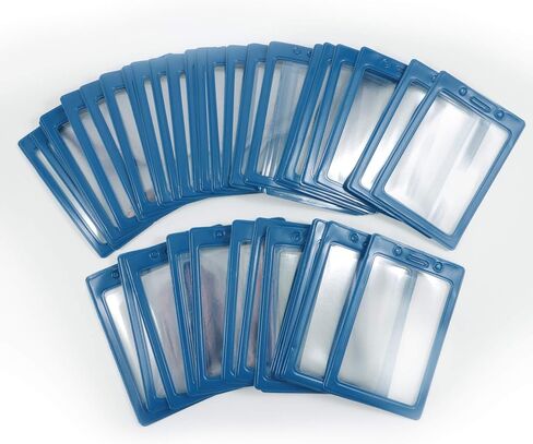 Vertical Color Frame Badge Holder, Pre-Punched Credit Card Size ID Card Holder, Use with Lanyards, Chains, or Badge Clips - Royal Blue (50 Pack) in Saudi Arabia