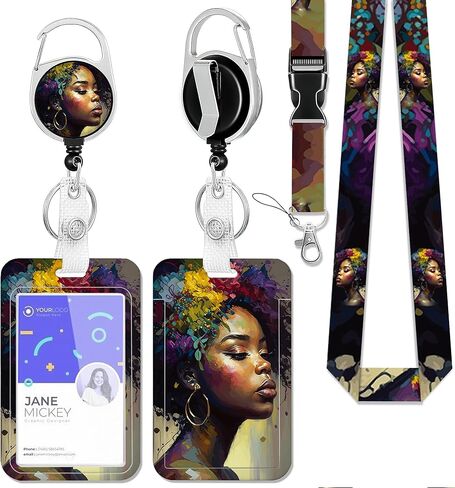 Groovy Daisy Flowers ID Badge Holder with Lanyard,70s Retro Hippie Lanyards for ID Badges,Retractable Badge Reel Heavy Duty,Vertical ID Card Protector Case for Women Teacher Office Gifts in Kuwait