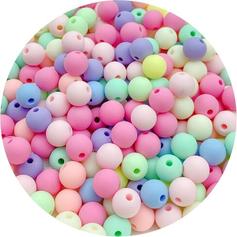1000Pcs 6MM Acrylic Round Pastel Beads Candy Color Spacer Beads Plastic Resin Beads for Necklace and Bracelet Making Crafting Supplies(301 - Frosted Mixed Color) in Saudi Arabia