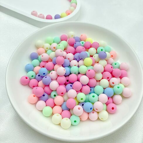 1000Pcs 6MM Acrylic Round Pastel Beads Candy Color Spacer Beads Plastic Resin Beads for Necklace and Bracelet Making Crafting Supplies(301 - Frosted Mixed Color) in Saudi Arabia