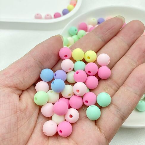 1000Pcs 6MM Acrylic Round Pastel Beads Candy Color Spacer Beads Plastic Resin Beads for Necklace and Bracelet Making Crafting Supplies(301 - Frosted Mixed Color) in Saudi Arabia