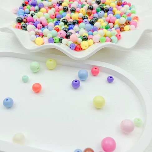 1000Pcs 6MM Acrylic Round Pastel Beads Candy Color Spacer Beads Plastic Resin Beads for Necklace and Bracelet Making Crafting Supplies(301 - Frosted Mixed Color) in Saudi Arabia