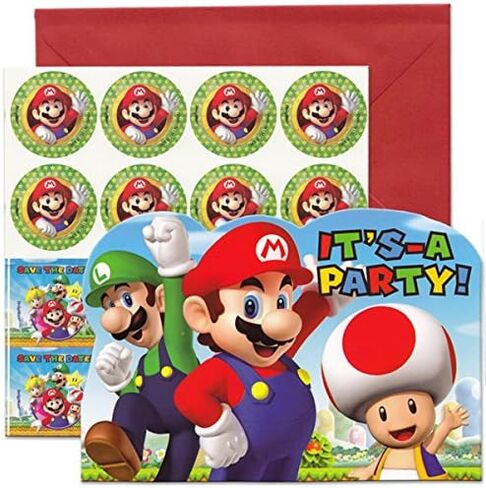 Amscan Super Mario Invite Postcards, 8 Count, Party Supplies' in Saudi Arabia