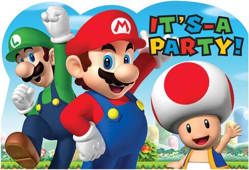 Amscan Super Mario Invite Postcards, 8 Count, Party Supplies' in Saudi Arabia
