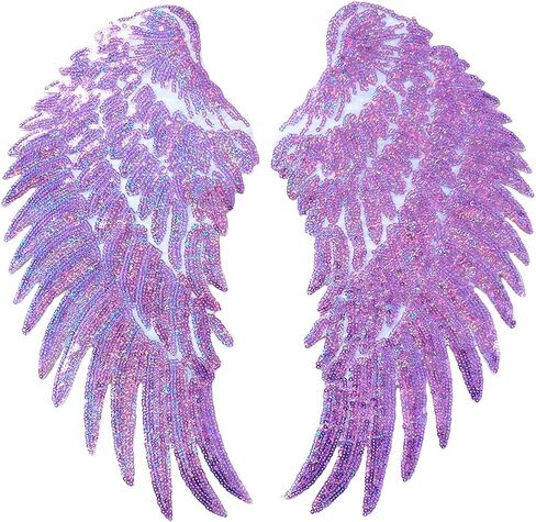 LOCOMO Large Sequin Angel Wing Iron On Patch Sew On Patch DIY Applique Motif for Clothing Jacket Decoration in Saudi Arabia