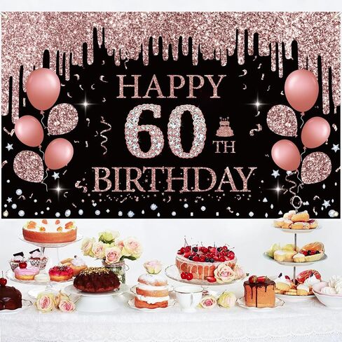 50th Birthday Decorations for Women, Rose Gold 50th Birthday Backdrop Banner, 50th Happy Birthday Banner Party Suppiles, Happy 50th Birthday Decoration in Saudi Arabia
