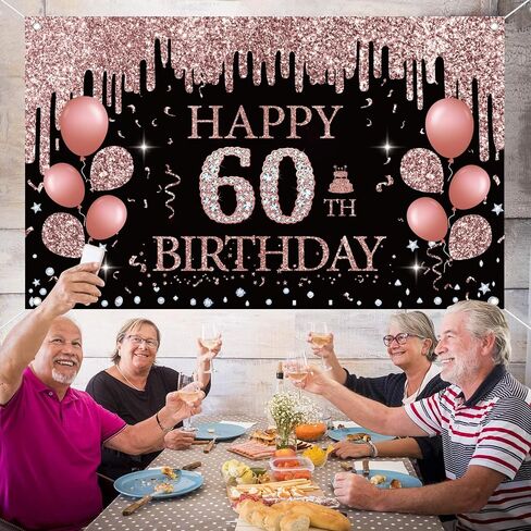 50th Birthday Decorations for Women, Rose Gold 50th Birthday Backdrop Banner, 50th Happy Birthday Banner Party Suppiles, Happy 50th Birthday Decoration in Saudi Arabia