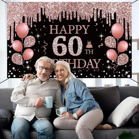 50th Birthday Decorations for Women, Rose Gold 50th Birthday Backdrop Banner, 50th Happy Birthday Banner Party Suppiles, Happy 50th Birthday Decoration in Saudi Arabia