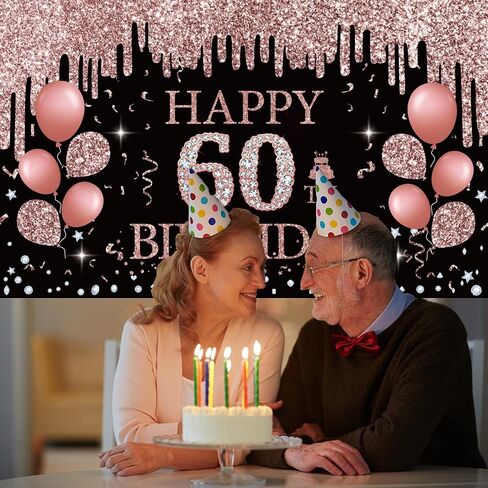 50th Birthday Decorations for Women, Rose Gold 50th Birthday Backdrop Banner, 50th Happy Birthday Banner Party Suppiles, Happy 50th Birthday Decoration in Saudi Arabia