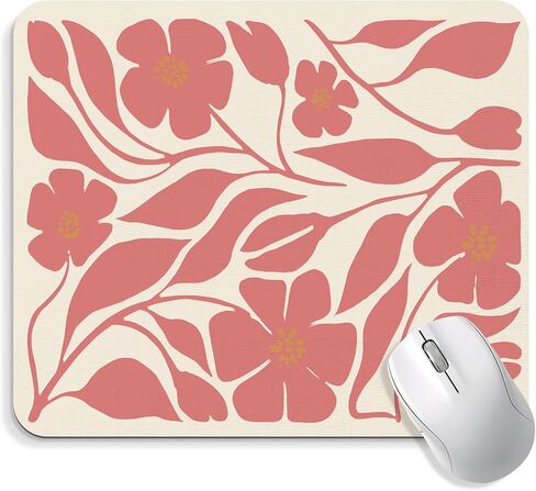 Floral Black Mouse Pad - Vintage Boho Flower Office Desk Mousepad, Black Boho Floral Decor Gifts, Office Gifts for Coworkers, Coworker Gift for Women, 9.5x8 Inches in Saudi Arabia