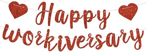 Gold Glitter Happy Workiversary Banner - NO DIY -Black Work Anniversary Decorations, Pre-Strung -Sign Bunting for Work Party Office Party，Office Party Theme Decoration Sign in Saudi Arabia