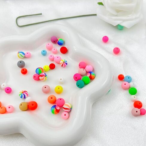 200Pcs 6MM Round Polymer Clay Beads Spacer Beads Heishi Vinyl Beads for Jewelry Necklace Earring Making(45-Multicolor 1) in Kuwait