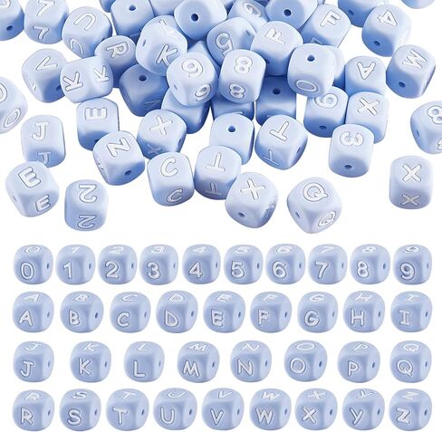 Befylying 108 PCS Cube Cube Letter Number Square Dice Dice alphabet حبات مع حبات رسائل فضفاضة ثقب 2 مم لصنع المجوهرات قلادة سوار in Saudi Arabia