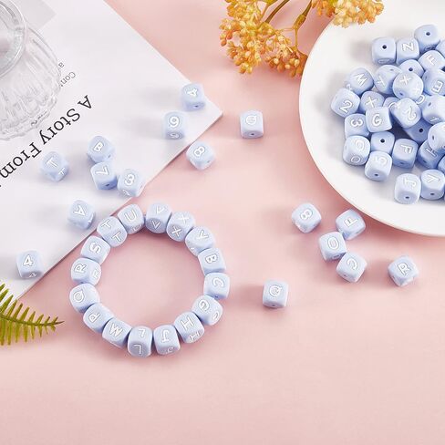 Befylying 108 PCS Cube Cube Letter Number Square Dice Dice alphabet حبات مع حبات رسائل فضفاضة ثقب 2 مم لصنع المجوهرات قلادة سوار in Saudi Arabia