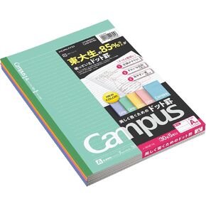 KOKUYO Campus Notebook, Dot B 6mm Ruled, Semi-B5, 30 Sheets, 35 Lines, Pack of 5, 5 Colors, Japan Import (NO-3CBTNX5)