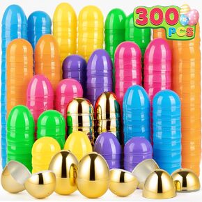 Duchong 300 Easter Eggs Bulk, 2.4“Empty Plastic Eggs Include 12 Golden Eggs, Perfect for Eggs Hunt, Theme Party Favor Decoration, Basket Stuffers Fillers, and Classroom Prize Supplies