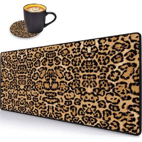 منصات الماوس Mat Pad Pad Mat Math مع مجموعة من الوقايات ، وتصميم الحواف المخيط ، وسادة الماوس XXL ، وسادة الماوس الكبيرة لأجهزة الكمبيوتر المحمولة ، وهي حصيرة مكتب طباعة الفهد للمكتب والمنزل 31.5 "× 11.8"