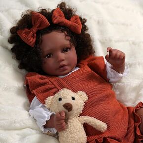 BABESIDE Lifelike Reborn Baby Dolls Black Girl Callie - 20 - Inch Soft Body Realistic Newborn Baby Doll Poseable Limbs Real Life African American Baby Dolls with Clothes and Toy Gift for Kids Age 3+