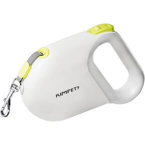Marchul 360° Tangle-Free Retractable Dog Leash, 16 ft Strong Nylon Tape up to 66lbs, One-Handed Brake, Pause, Lock, Anti-Slip Handle, Medium, White
