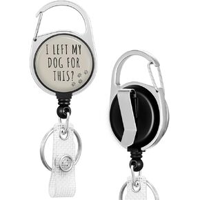 Plifal Badge Reels Holder Retractable Keychain Heavy Duty with ID Clip for Key Card Name Tag Dog Funny Quote Nurse Work Office Key Retractor Leash Black Metal Carabiner Belt Clip
