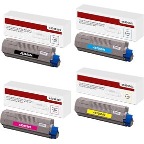 MC760 Toner Cartridge Replacement for OKI 45396304 45396301 45396302 45396303 for OKI Okidata MC760 MC760DN MC760DNF MC760DNFAX MC770 MC770DN MC770DNF MC770PLUS MC780 MC780DNF MC780FX Printer, 4 Pack