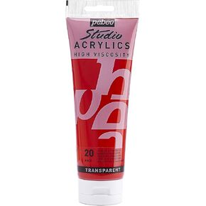 Pebeo Studio Acrylics High Viscosity, Fine Acrylic, 250 ml - Quinacridone Scarlet, 8.5 Fl Oz (Pack of 1)