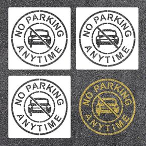 3pcs No Parking Anytime Stencils, Plastic No Parking Stencils Reusable Letter Stencils Parking Lot Warning Symbol Stencils Parking Lot Painting Templates for Traffic Curb Spray Paint Marking Signs