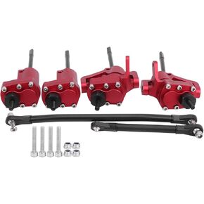 Alomejor RC Car Axle Rear Front Portal Axle W/Steering Link Shaft Compatible with Axial SCX10 II 90046 90047(red)