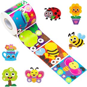 ANGOLIO 300Pcs Spring Theme Make a Face Stickers Roll Spring Butterfly Ladybug Make Your Own Spring Stickers Mix and Match Insect Face Summer DIY Crafts Classroom Activities Games School Rewards