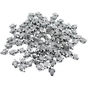 metulip 100Pcs Tiny Turtle Beads Antique Silver Turtle Beads 0.9x0.7cm Mini Turtle Shaped Beads Metal Turtle Beads for Crafts Making Bracelet Necklace Keychain DIY Supplies