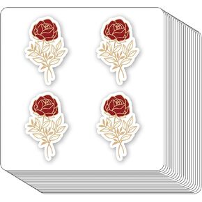 Golden Rose Flower Stickers 1in for Scrapbooking, Arts, Craft, Kids DIY, Calendars Journals 80-Pack