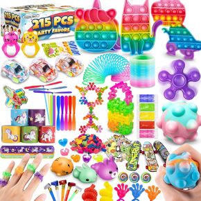 Hhobby Stars (215 Pcs) Party Favors Sensory Fidget Toys Pack, School Classroom Rewards Goodie Bag Party Favors for Kids 4-8 8-12, Pinata Filler Carnival Prizes Stocking Stuffers for Holiday Birthday