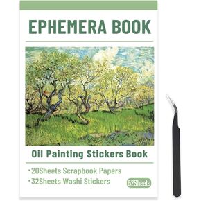 PRSTINCOL Oil Painting Sticker Book, 52 Sheets 500+ Scrapbook Stickers, Vintage Oil Painting Aesthetics Stickers for Adults and Teens, Junk Journal Supplies for Scrapbooking Journaling DIY