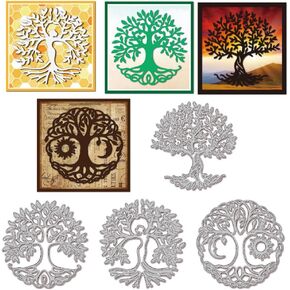 Globleland Tree of Life قطع يموت أشعة الشمس قطع القمر المعدني القمر المموت قالب لصنع البطاقات مصنوعة ديكورات DIY ألبوم الحرف ديكور الحرف ديكور