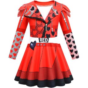 Girls Rise Red Costume Descendants 4 Birthday Party Halloween Dress Cosplay Outfits