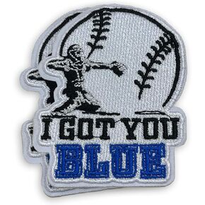 SODAVA (2 Pcs) I Got You Blue Patch Baseball Catcher Patch Baseball Patches Softball Patches, 3.5 Inches Iron On Patches for Clothes Jeans Hats Jackets Backpack Patches Embroidered Patch
