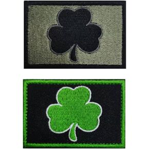 Shamrock Irish Clover Patch Hook and Loop Tactical Morale Applique Fastener Military Embroidered Patch 2Pcs (Color 1)