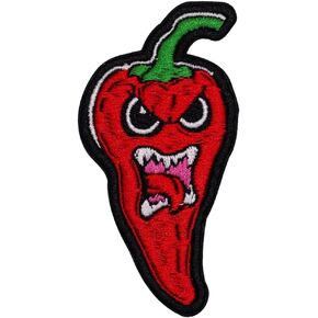 Fiery Chili Pepper Patch – 3.15 inches, Cool Funny Vegetable Patches – Embroidered Patches Iron On/Sew On