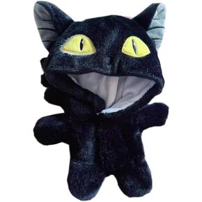 niannyyhouse 20cm Plush Doll Clothes Loose Travel Cat Onesies Soft Stuffed Plush Toy Dress Up Accessories (Black)